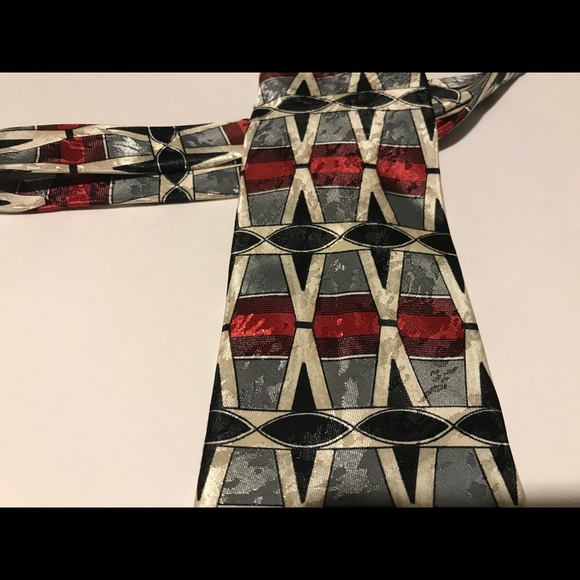 Ketch Designer Tie (Red,creme,black, pale green ) - Picture 4 of 4